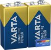 VARTA Longlife Power 9V Block 6LR61 Batterie (2er Pack) Alkaline E-Block Batterien -ideal für Feuermelder Rauchmelder Stimmgerät
