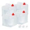 Relaxdays Faltkanister 4er Set, 10 l, Hahn, Schraubdeckel, Tragegriff, Wasserkanister Camping, BPA-frei, transparent/rot