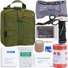 GRULLIN Survival Erste-Hilfe-Sets 39 Stück Tragbare israelische Bandage Tourniquet Splint Rolle EMT-Schere Survival Bag, praktische professionelle Erste-Hilfe-Sets für Outdoor, Raum, Auto（Army Green）