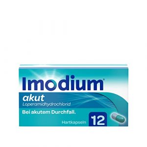 IMODIUM® akut Hartkapseln – Schnelle Hilfe bei akutem Durchfall – mit dem Wirkstoff Loperamid – Gut verträglich – 12 Kapseln