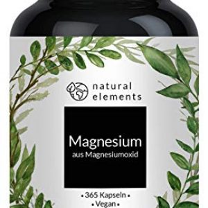 Magnesium – 365 Kapseln – 665mg, davon 400mg elementares Magnesium pro Kapsel – Laborgeprüft, hochdosiert, vegan
