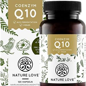 NATURE LOVE® Coenzym Q10 Hochdosiert – Preis-Leistungs-Sieger 2020* – 200mg pro Kapsel. 120 vegane Kapseln im 4 Monatsvorrat. Aus pflanzlicher Fermentation. Hochdosiert & in Deutschland produziert