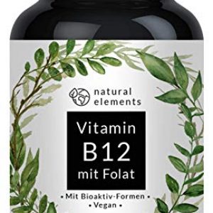 Vitamin B12 – Vergleichssieger 2019* – 180 Tabletten – Premium: Beide Aktivformen + Depot + Folat (5-MTHF aus Quatrefolic®) – Vegan, hochdosiert