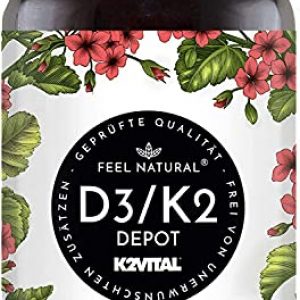Vitamin D3 + K2 Tabletten – 180 Stück – Hochdosiert mit 5000 I.E. Vitamin D3 und 100 mcg Vitamin K2 pro EINER Tablette – Hochwertig: 99,7+% All-Trans MK7 (K2VITAL®) – in Deutschland produziert