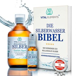 LIQUID FOR LIFE® Kolloidales Silber 10PPM – 500ML Silberwasser – inklusive 30ml Sprühflasche und Zubehör, in STRAHLENSCHUTZVERPACKUNG und GRATIS E-BOOK