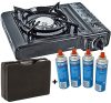 StyleKiste Gaskocher mit 8 Gaskartuschen Campingkocher 1-flammig max. Leistung 2,5 KW