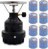 Elfmonkey Campingkocher E190 | Set aus Metall-Gaskocher & Gas | ideal für unterwegs: Modell: Schwarz + 8X Gaskartusche