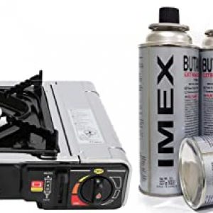 i-mex IMEX Camping GASKOCHER Set KOCHER IM TRAGEKOFFER MIT GASKARTUSCHEN Menge FREI WÄHLBAR (Gaskocher mit 16 x Gaskartuschen)