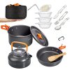 Overmont Camping Kochgeschirr Set Outdoor Geschirr Set Kochtopf Set Grillgeschirr Picknick Topf mit Kaffeekanne Teekanne Aluminium