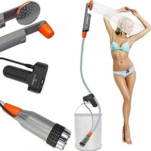 Zooma Tragbare Duschen Camping Dusche, Campingdusche mit Tauchpumpe, Tragbar Outdoor Dusche Wasserpumpe für Camping (Einheitsgröße, Orange2)