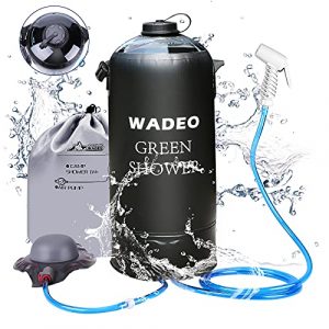 WADEO Campingdusche mit Pumpe, Druckdusche Dusche Tasche Reisedusche 15 Liter mit Duschkopf tragbare und Abnehmbarem Schlauch Duschen Beutel Shower für Wandern, im Freien, Klettern (Schwarz)