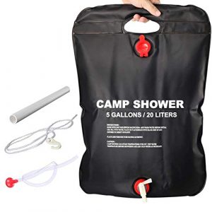 sinzau 20 Litre Solardusche Camping, Tragbare Heiße Duschtasche mit Duschkopf, Schwarz