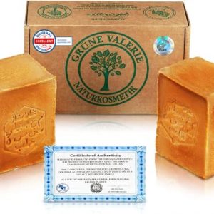 Grüne Valerie® Original Aleppo Seife Set 2 x 200g (400g) mit 20%/80% Lorbeeröl/Olivenöl, PH Wert 8, Handarbeit, 6 Jahre gereift, Bekannt aus dem Reformhaus!