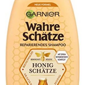 Garnier Wahre Schätze Honig Schätze Shampoo, Haarshampoo mit Propolis und Gelee Royal, für strapazierte Haare, 250ml