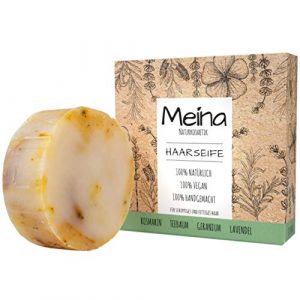 Meina – Bio Haarseife Naturkosmetik für fettiges Haar, Vegan Shampoo Bar mit Teebaum gegen Schuppen, festes Shampoo – Palmölfrei, Plastikfrei (1 x 80 g)