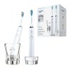 Philips Sonicare DiamondClean Elektrische Zahnbürste Doppelpack HX9327/87 – 2 Schallzahnbürsten mit 5 Putzprogrammen, Timer & Ladeglas – Weiß