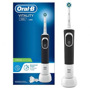 Oral-B Vitality 100 Elektrische Zahnbürste/Electric Toothbrush, 1 Putzprogamm, Timer, 1 CrossAction Aufsteckbürste, schwarz