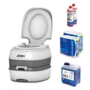 Campingtoilette Starter-Set Blue 5,0 Enders Deluxe [ 4994 ]: inkl. Sanitärflüssigkeit und WC Papier – mobile Chemietoilette Campingklo Camping-Toilette