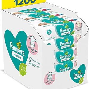 Pampers Sensitive Feuchttücher 15 Packungen Mit Feuchttüchern = 1200 Feuchttücher, Mit Dem Einzigartigen Pampers PH-Ausgleich, Dermatologisch Getestet