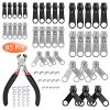 Zaleonline 85 STK Ersatz Reißverschluss Set Reißverschluss Reparatur Set 3mm 5 mm 8mm Metall Reißverschluss mit installieren Zange für Jacken Taschen Zelte Gepäck Schlafsack Koffer