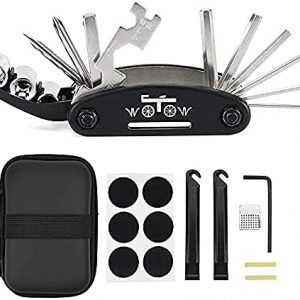 WOTOW 16-in-1-Multifunktions-Reparatursatz für die Fahrrad-Reparatur, Kit mit Innensechskantschlüsseln und 3 Stemmeisen (16 in 1 Werkzeug)