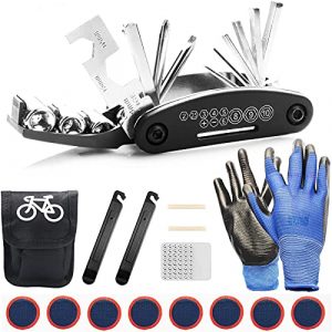 TOLIANCLE Fahrrad-Multitool, 16 in 1 Werkzeuge für Fahrrad Reparatur Set Multifunktionswerkzeug Reparatur Fahrradwerkzeug Tool, Werkzeugset Fahrrad mit Tasche, Selbstklebendes Fahrradflicken usw