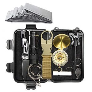 Lixada Survival Kit 10 in 1 Multifunktions Überleben Set für Camping Wandern Bergsteigen Angeln