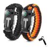 HONYAO Paracord Armband Survival Gear Multifunktions Kit mit Eingebautem Kompass, Feuerstarter, Notfallmesser & Whistle – Schnellwechsel Slim Buckle Design Wanderausrüstung (2 Stück + Geschenk)
