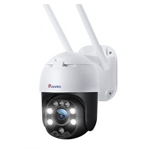 Überwachungskamera Aussen WLAN, Ctronics PTZ Digitaler Zoom Dome WiFi Kamera, 1080P IP Kamera, Mensch Bewegungsmelder, Automatische Verfolgung, 30m Nachtsicht in Farbe, 2-Wege-Audio, SD-Kartenslot