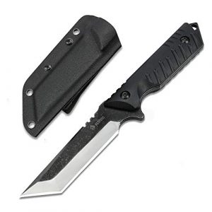 NedFoss Outdoor Tanto Messer mit Kydex Holster, EDC Outdoormesser 10,4cm Klingenlänge, feststehende Messer- Camping Gürtelmesser aus einem Stahl gefertigt, Survival Messer Bushcraft Messer, G10 Griff