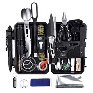 YEVHEV Outdoor Survival Kit 60 in 1,Multifunktional Outdoor Kit mit klappmesser,Erste-Hilfe-Kit,Taschelampe für Outdoor-Aktivitäten