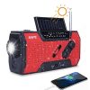 Solar Radio, Kurbelradio AM/FM Wiederaufladbare Dynamo Radio Wasserdicht LED Dynamo Lampe Powerbank für Wandern,Camping,Ourdoor,Notfall (Zinnoberrot)