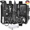 LC-dolida Survival Kit 15 in 1, Außen Notfall Survival Kit mit Messer/Taktische Taschenlampe für Camping/Bushcraft/Wandern/Jagden/Outdoor Abenteuer