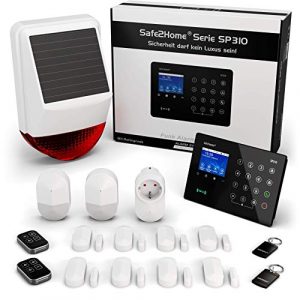 Safe2Home® Funk Alarmanlage Komplett Set SP310 Profi – Solar Sirene – Rolling Code – wechselnde Frequenz deutsch GSM Alarmsystem – SMS Alarmierung – Alarmanlagen fürs Haus Büro