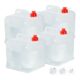 Relaxdays Faltkanister 4er Set, 10 l, Hahn, Schraubdeckel, Tragegriff, Wasserkanister Camping, BPA-frei, transparent/rot