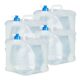 Relaxdays Faltkanister 4er Set, 15 l, Hahn, Schraubdeckel, Griff, Wasserkanister Camping, BPA-frei, transparent/blau