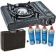 StyleKiste Gaskocher mit 8 Gaskartuschen Campingkocher 1-flammig max. Leistung 2,5 KW